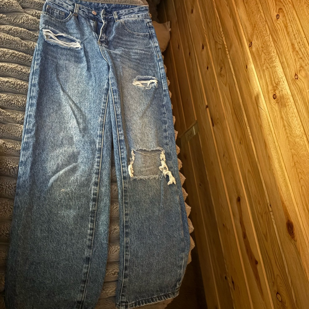 Distressed Blue Jeans